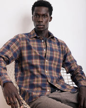 Load image into Gallery viewer, Paul Blue & Gold Brushed Check Shirt