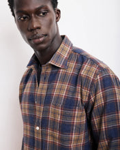Load image into Gallery viewer, Paul Blue & Gold Brushed Check Shirt
