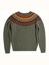 Load image into Gallery viewer, Stoneybrek Fairisle Yolk Merino Wool Womens Sweater - Forest Green