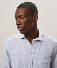 Load image into Gallery viewer, Blue &amp; White Striped Linen Paul Shirt
