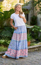 Load image into Gallery viewer, Venezia Cotton Maxi Skirt Printed Pattern Blue/Pink
