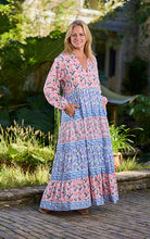 Load image into Gallery viewer, Sassari Cotton Dress Printed Pattern Blue/Pink
