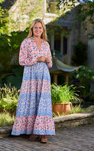 Load image into Gallery viewer, Sassari Cotton Dress Printed Pattern Blue/Pink
