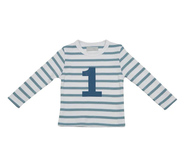 Ocean Blue & White Breton Striped T-Shirt