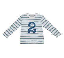 Load image into Gallery viewer, Ocean Blue &amp; White Breton Striped T-Shirt
