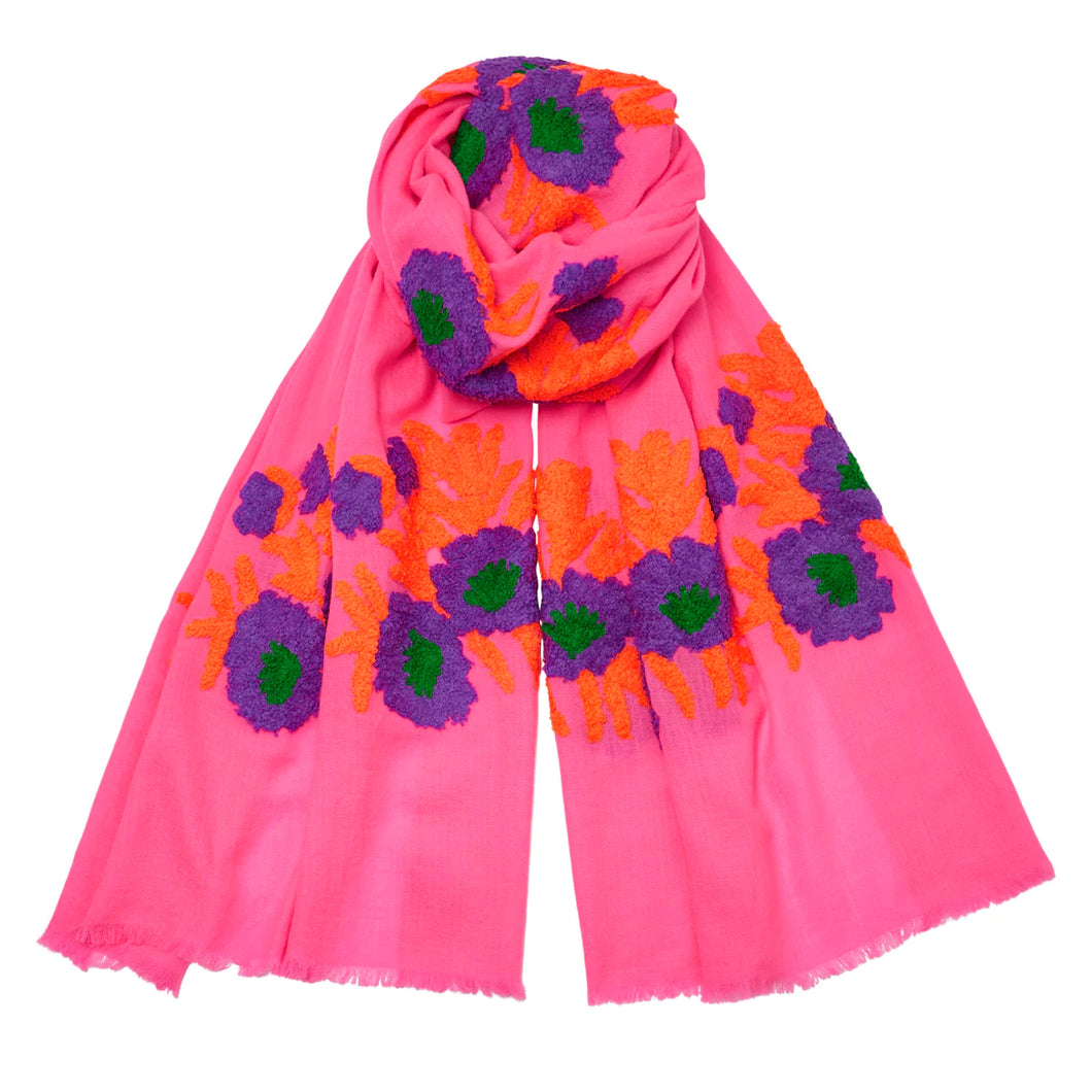 Somerville - Mexican Flower Pashmina Pink/Orange/Purple